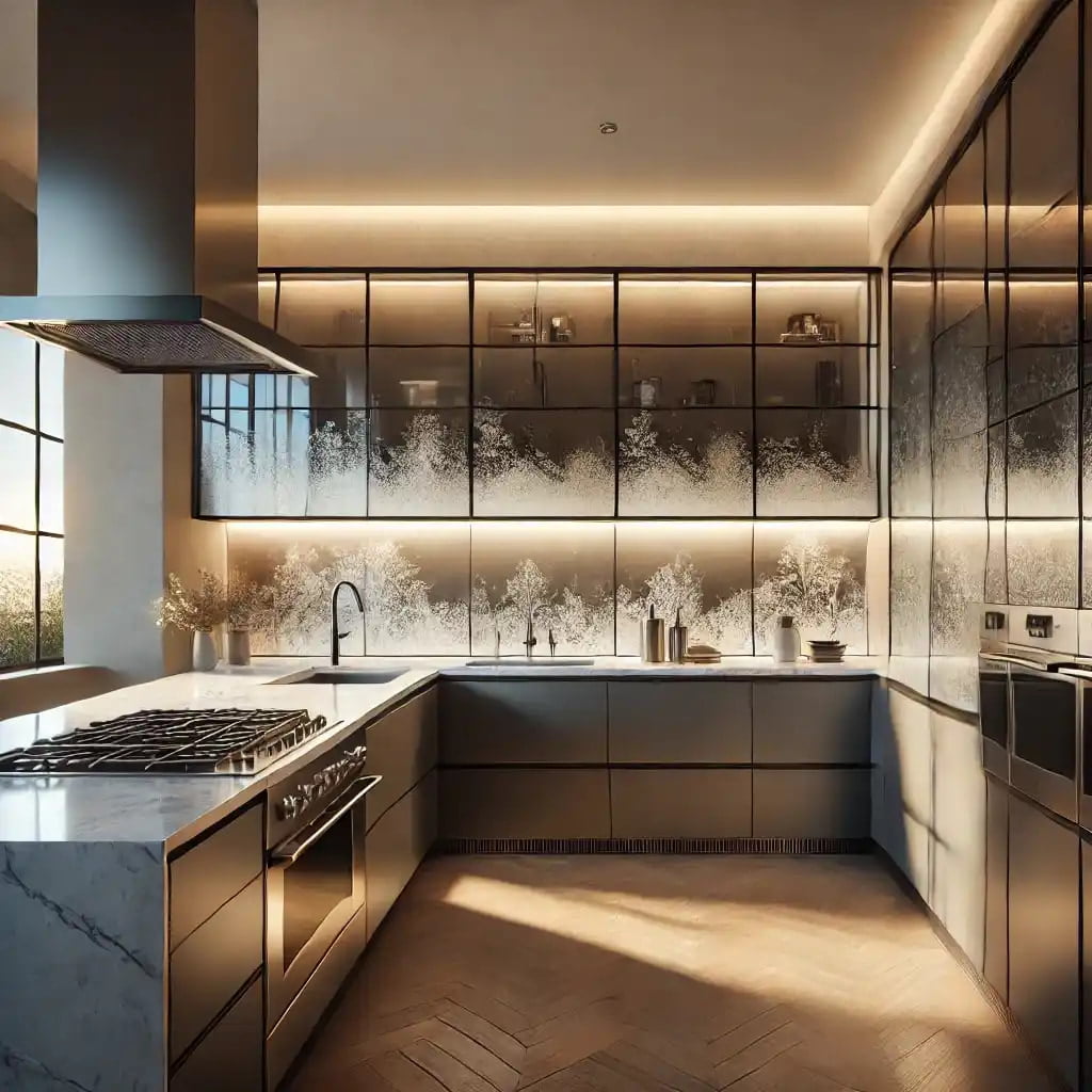 Sandblasted Glass Kitchen Splashbacks
