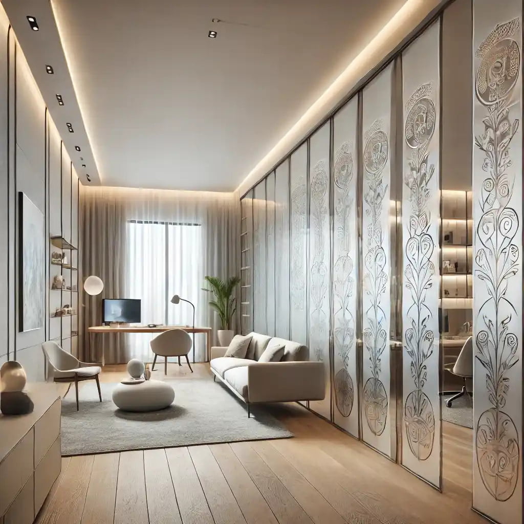 Sandblasted Glass Room Dividers for Houses