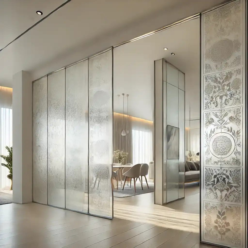 Sandblasted Glass Room Dividers for Houses